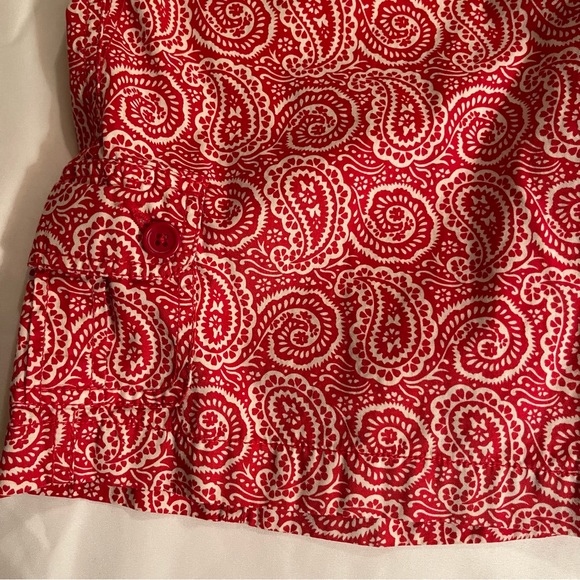 Liz Claiborne Womens Bermuda Cargo Red White Paisley Shorts Size 6 - Picture 4 of 10